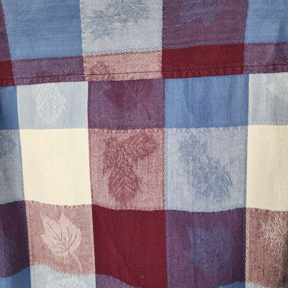 White Stag Leaf Patchwork Button Down Shirt Size 16W - Picture 8 of 8